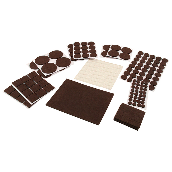 Prime-Line Furniture Felt Pad Assortment, Self-Adhesive Backing, Brown, Round 8 Pack MP76675